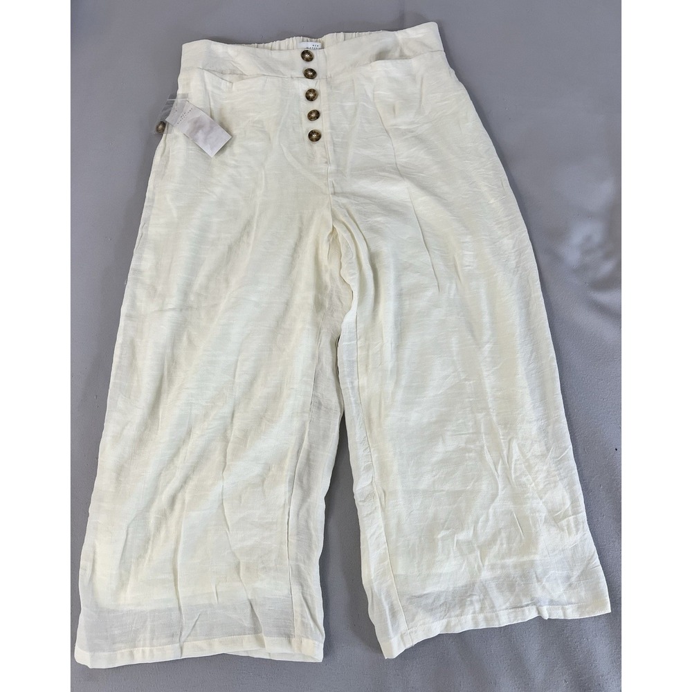 New Directions Women's Crop Wide Leg Pants Sz XL Ivory New Pull On